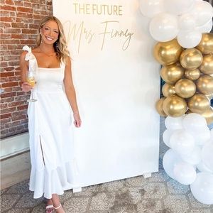 Show Me Your MuMu Garden Midi Dress in Ivory Satin